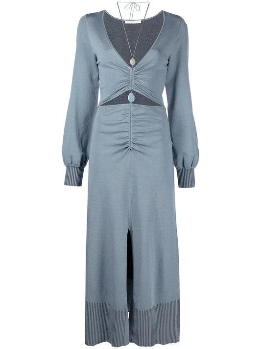 Ruched Cut-Out Midi Dress