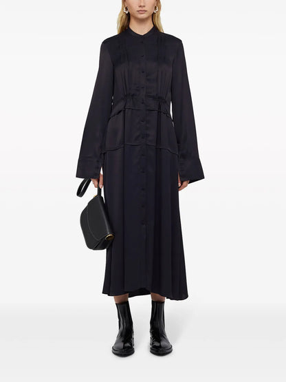 Band-Collar Midi Shirtdress