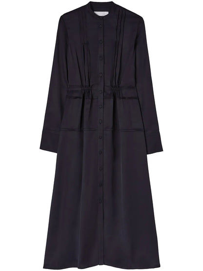 Band-Collar Midi Shirtdress
