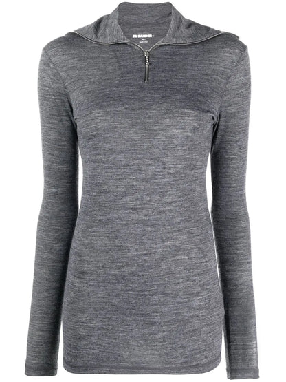 Logo-Print Roll-Neck Knitted Top
