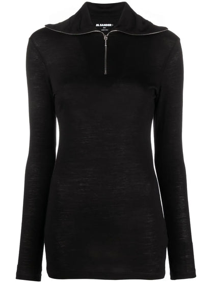 Logo-Print Roll-Neck Knitted Top