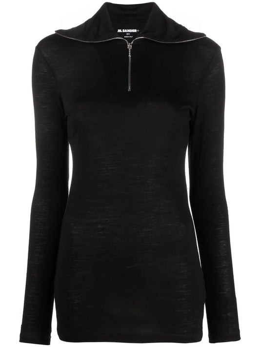 Logo-Print Roll-Neck Knitted Top
