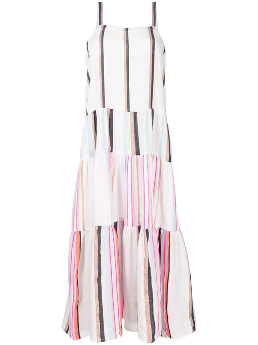 Stripe-Print Tiered Dress