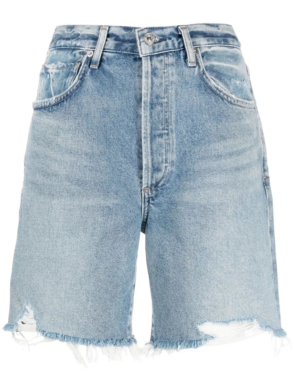 Raw-Hem Denim Shorts