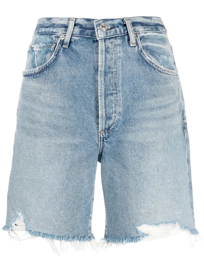 Raw-Hem Denim Shorts