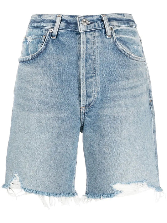 Raw-Hem Denim Shorts