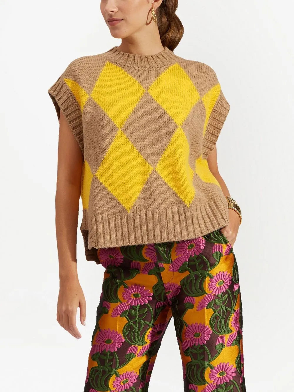 Argyle-Check Knit Vest
