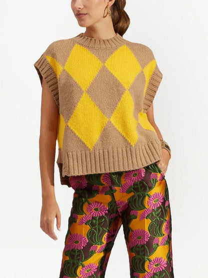 Argyle-Check Knit Vest