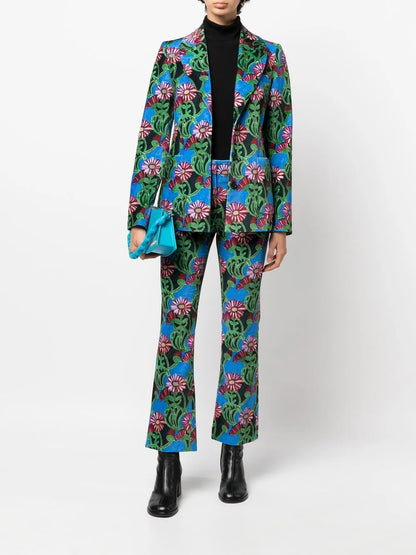 Floral-Print Single-Breasted Blazer