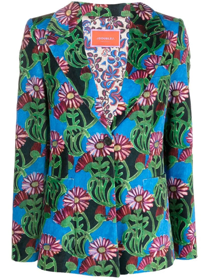 Floral-Print Single-Breasted Blazer