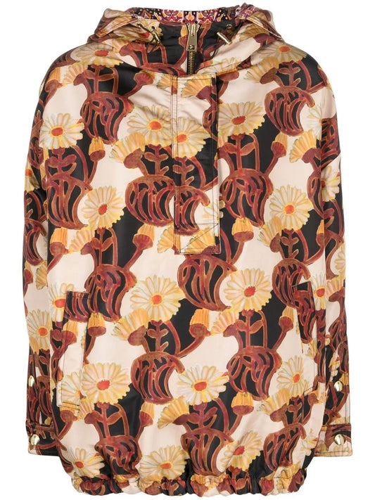 Floral Print Hooded Jacket
