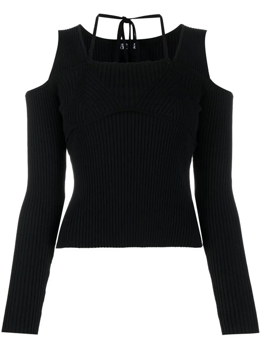 Open-Shoulder Ribbed Jumper