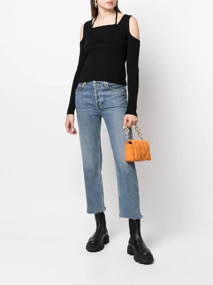Open-Shoulder Ribbed Jumper