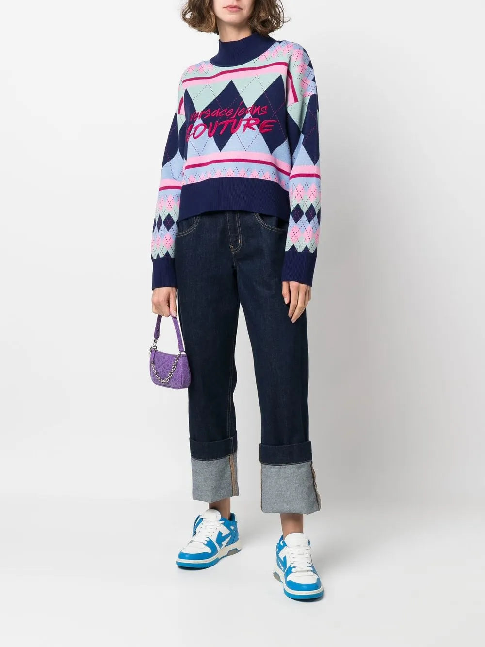 Argyle-Knit Logo-Embroidered Jumper