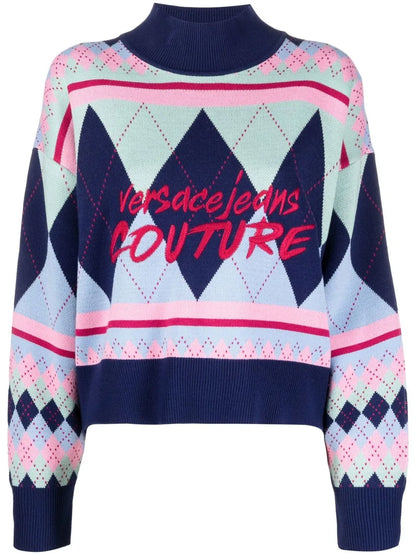Argyle-Knit Logo-Embroidered Jumper