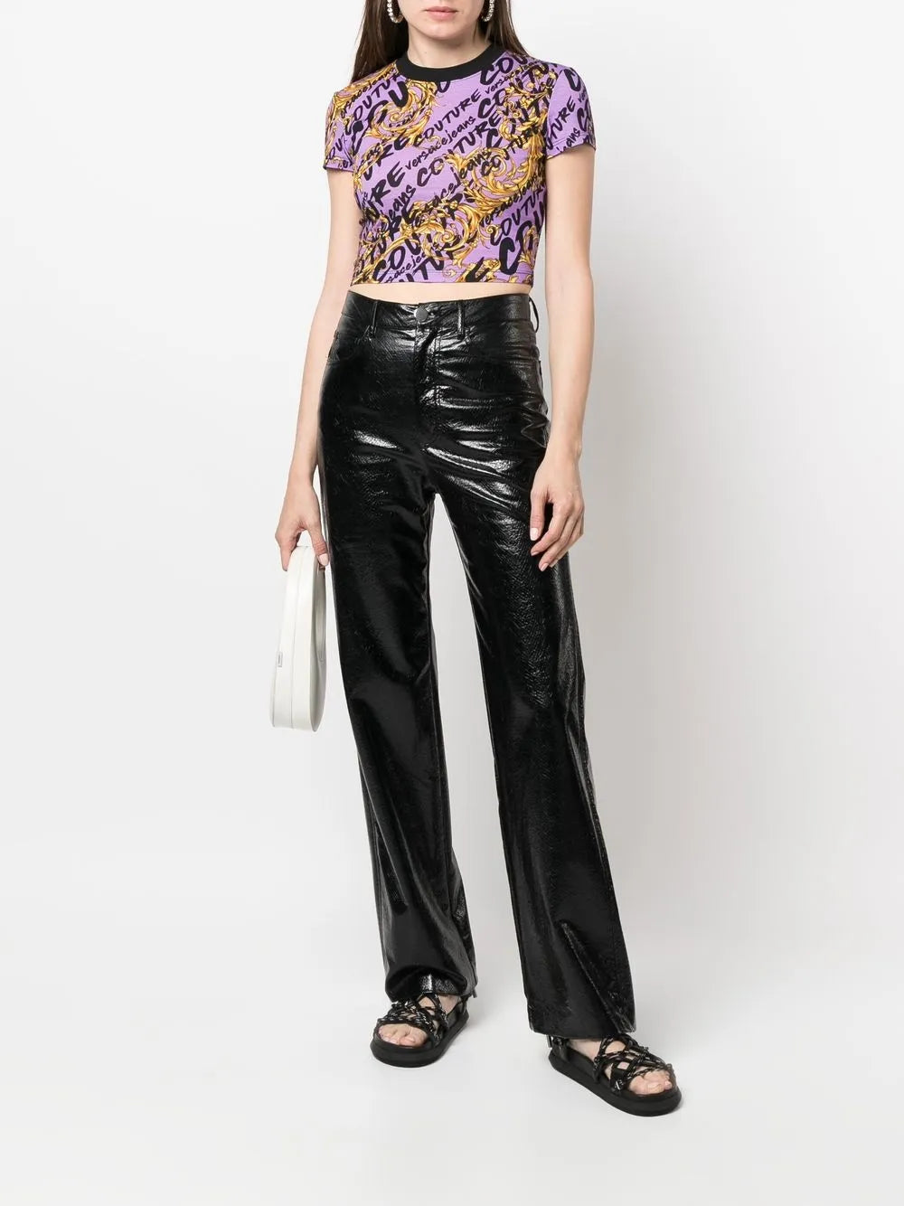 Garland-Print Cropped T-Shirt