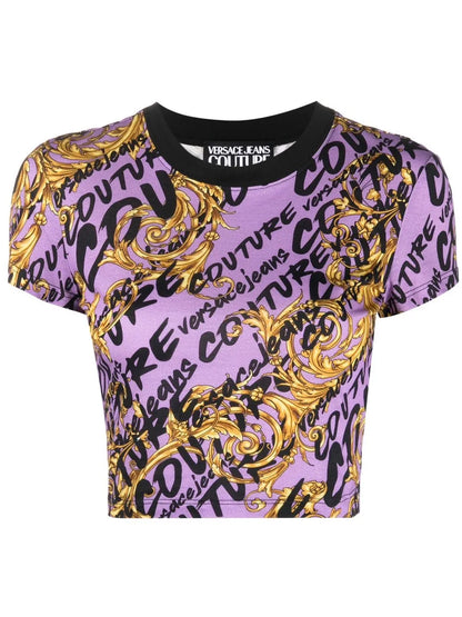 Garland-Print Cropped T-Shirt