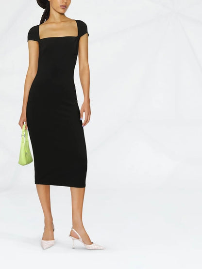 Square-Neck Midi Dress