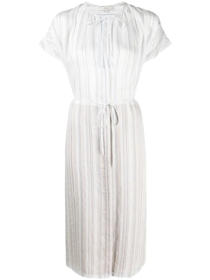 Drapey Stripe Shirred Dress