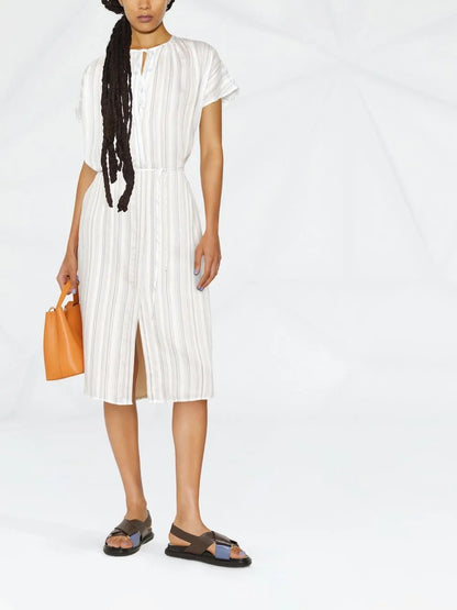 Drapey Stripe Shirred Dress