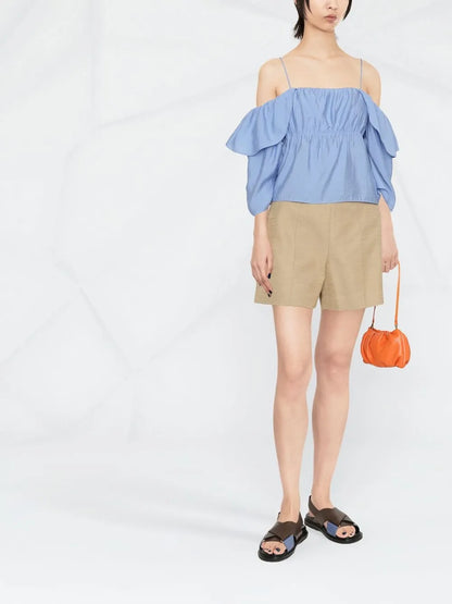 Cold-Shoulder Ruffle Blouse