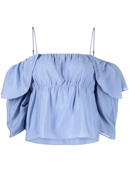 Cold-Shoulder Ruffle Blouse