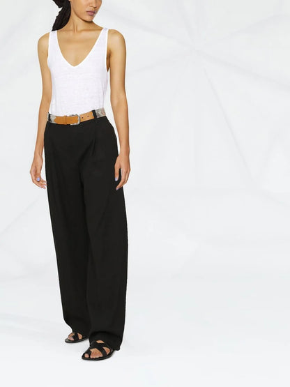 Pleat-Front Straight Leg Trousers