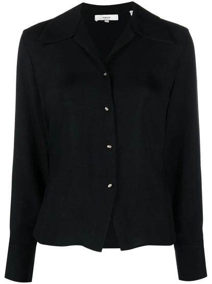 Oversized-Collar Long-Sleeved Blouse