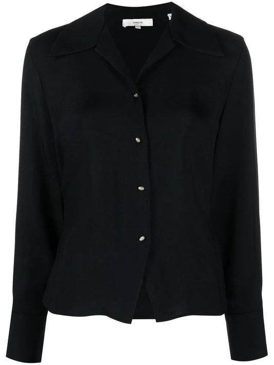 Oversized-Collar Long-Sleeved Blouse