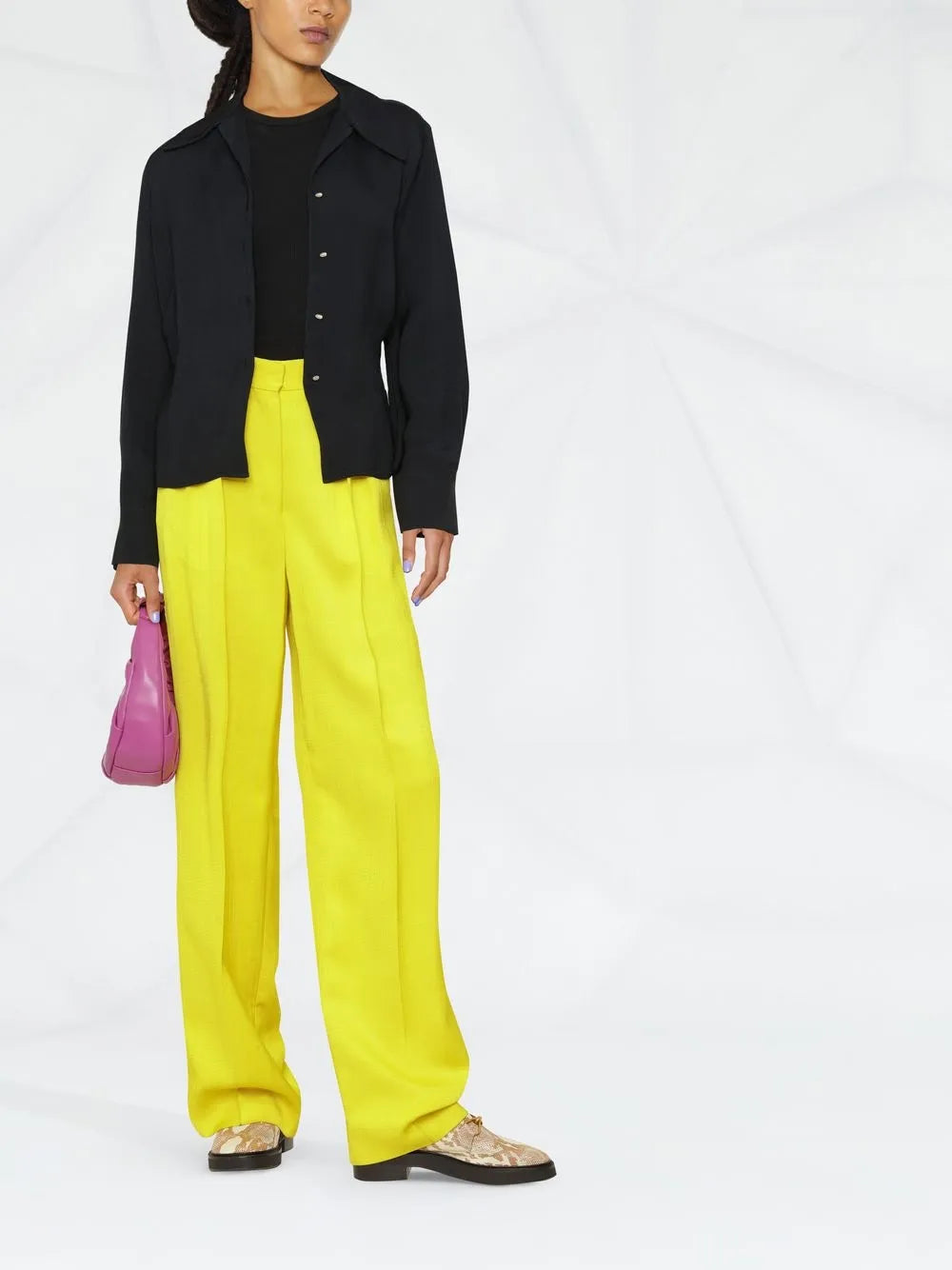 Oversized-Collar Long-Sleeved Blouse