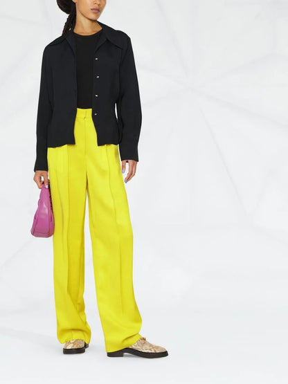 Oversized-Collar Long-Sleeved Blouse