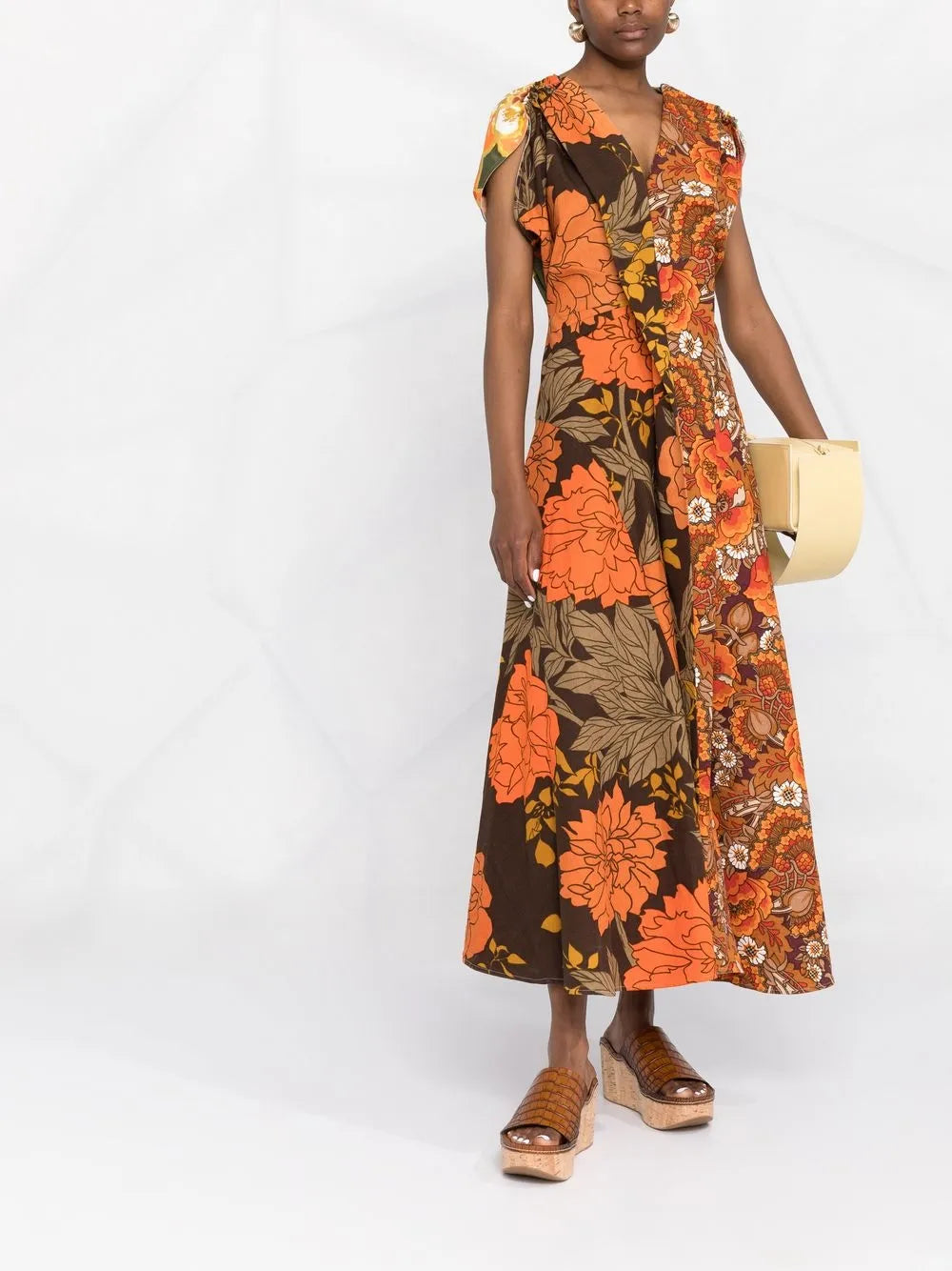 Expressionist Upcycled Floral-Print Dress