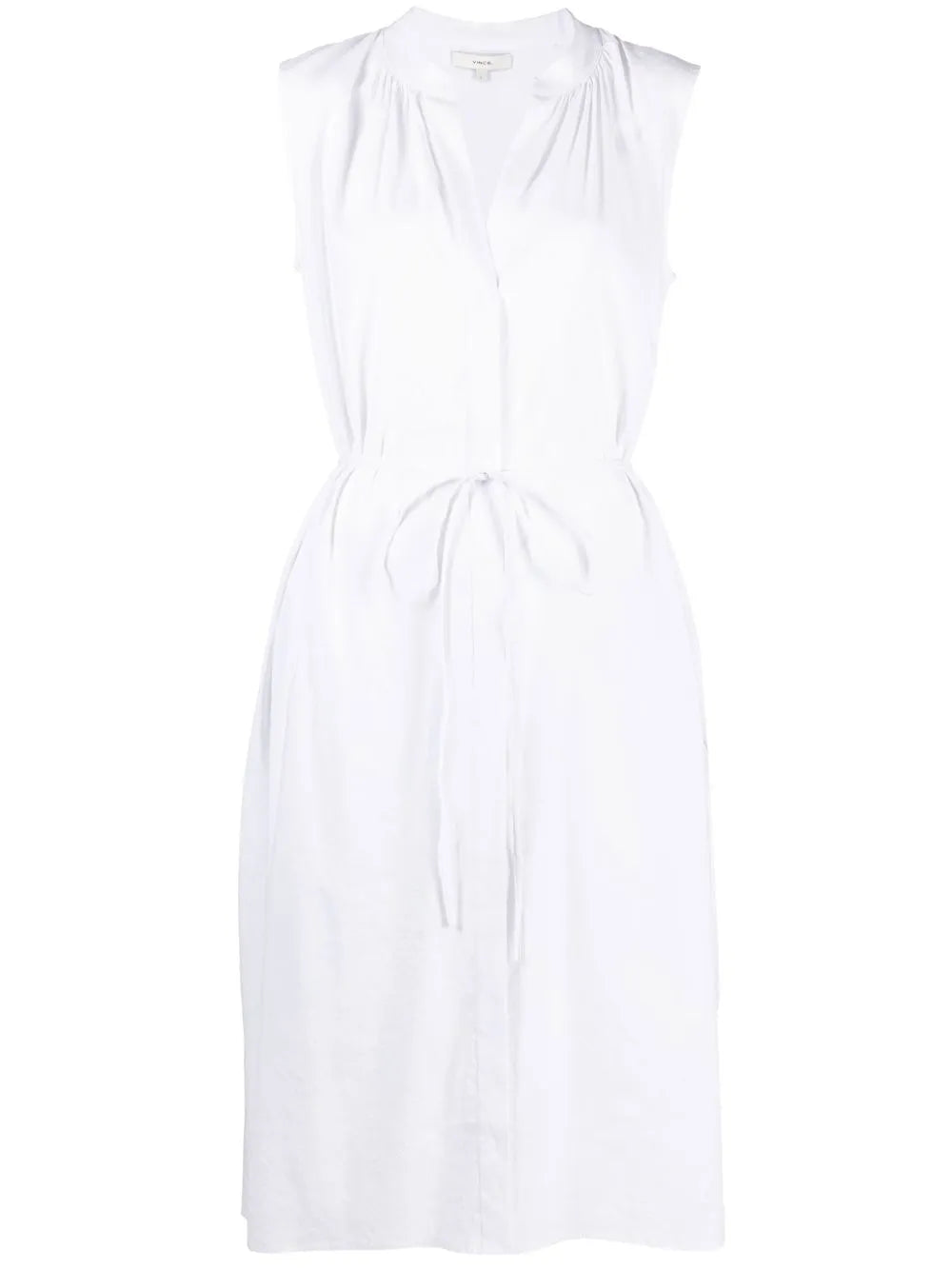 Shirred Band Collar Dress