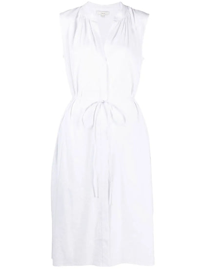 Shirred Band Collar Dress