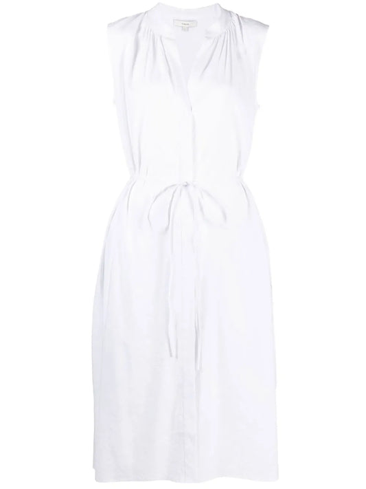 Shirred Band Collar Dress