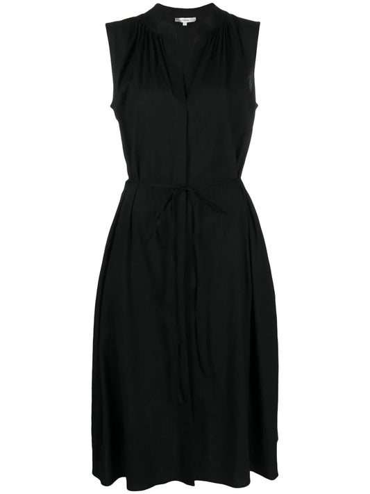 Shirred Band Collar Dress