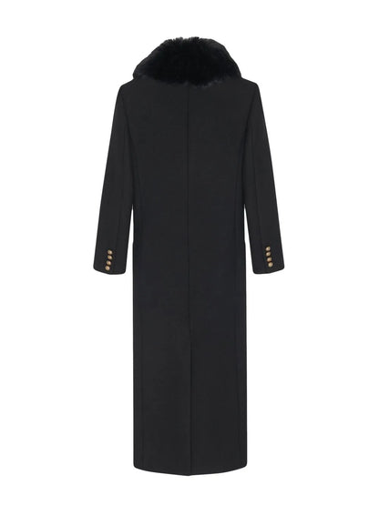 Faux-Fur Trim Double-Breasted Coat