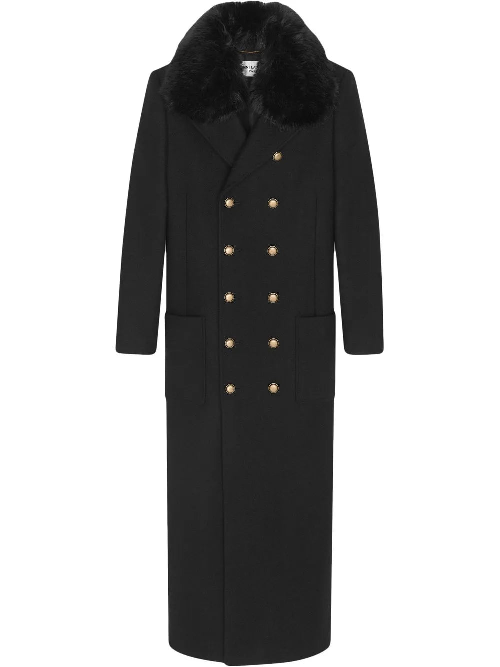 Faux-Fur Trim Double-Breasted Coat