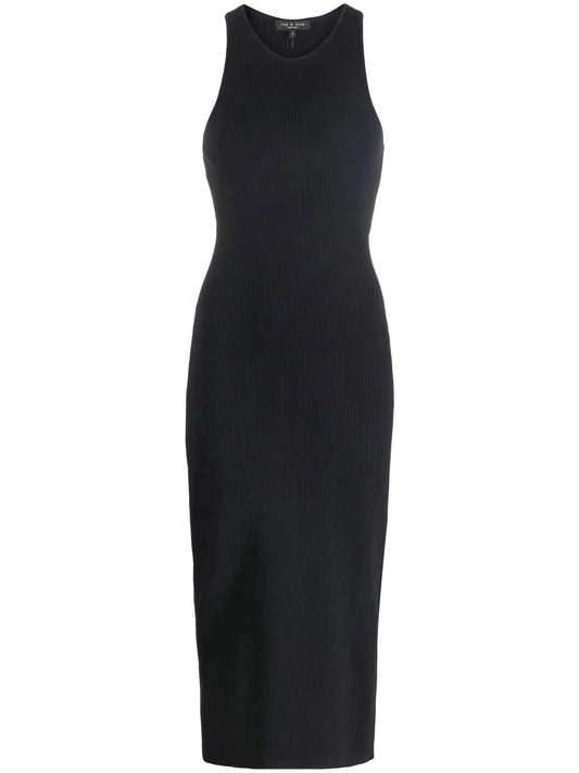 Ribbed-Knit Sleeveless Midi Dress