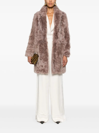 Single-Breasted Shearling Jacket