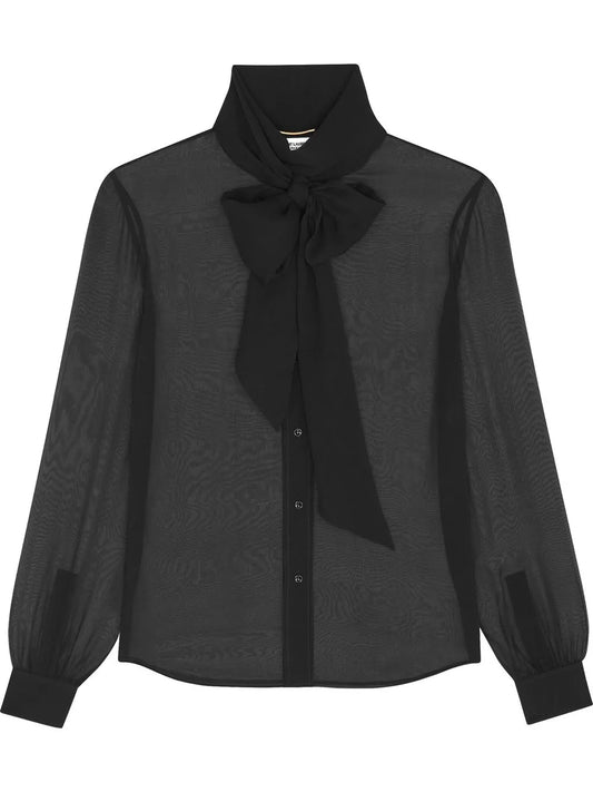 Lace-Up Silk Blouse