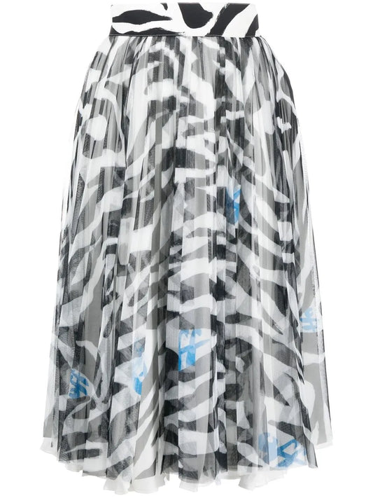 Zebra-Print Midi Skirt