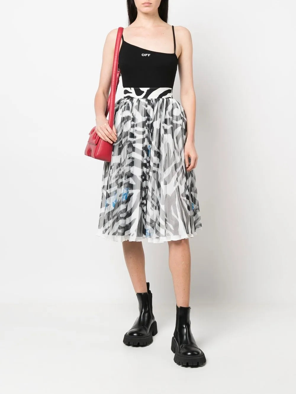 Zebra-Print Midi Skirt