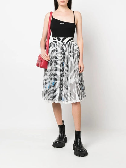 Zebra-Print Midi Skirt