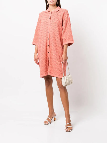 Lace-Detail Shirt Dress