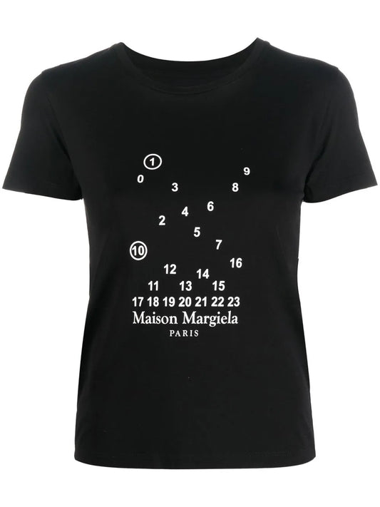Numbers-Motif Cotton T-Shirt