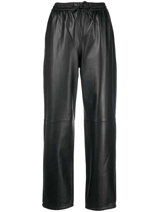 Straight-Leg Lambskin Trousers