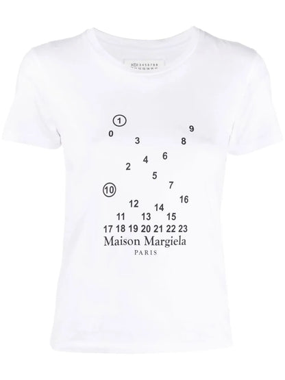 Numbers-Motif Cotton T-Shirt