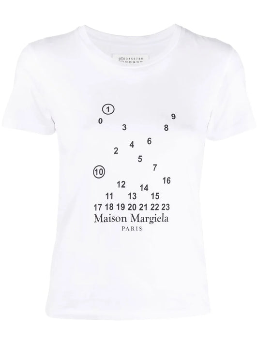 Numbers-Motif Cotton T-Shirt