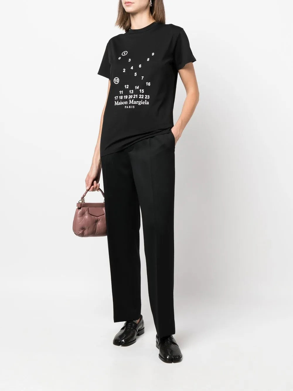 Numbers-Motif Cotton T-Shirt